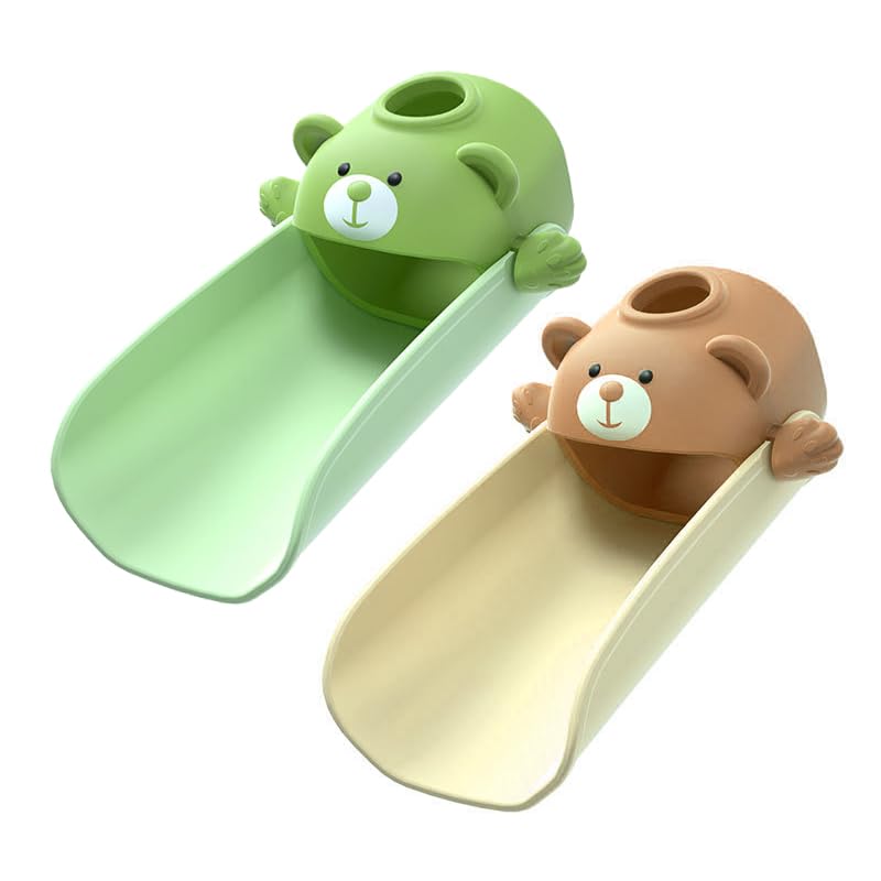 DLUCKY Faucet Extender for Sink Easy Use Sink Faucet Extenders with Temperature Sensitive for Toddlers, Kids Hand Washing Faucet Extension for Bathroom Sink, Kitchen, Green and Brown - Image 1